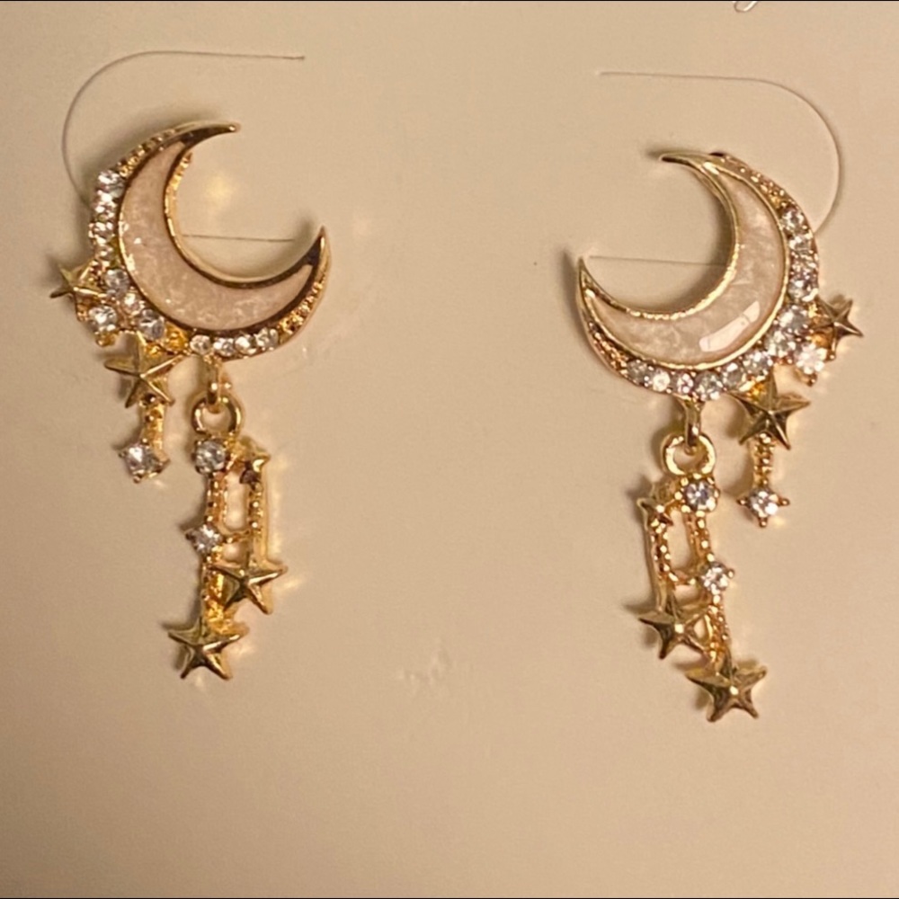 Crystal Crescent Earrings - Picture 1 of 3